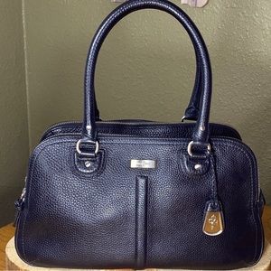 COLE HAAN Black Pebbled Leather Satchel